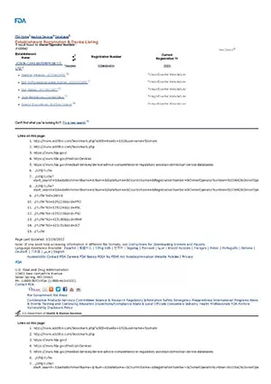 FDA Registration — US Food and Drug Administration